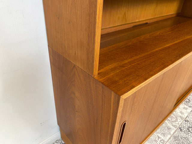 WMK Hochwertiges & sehr gut erhaltenes skandinavisches Designerregal von Poul Hundevad , Massivholz in Teak # Vitrine Bücherschrank Bücherregal Sideboard Danish Design Mid-Century Vintage Teakholz