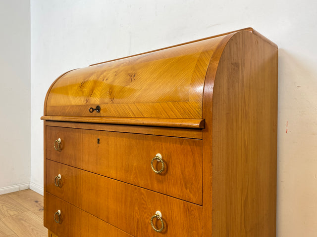 Formschöner skandinavischer Mid-Century Sekretär mit ausziehbarer Schreibfläche und Schubladen I Vollholz I Schreibschrank Schreibkommode Schreibtisch Kommode 60er Vintage I