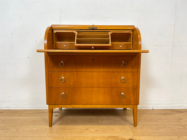 Formschöner skandinavischer Mid-Century Sekretär mit ausziehbarer Schreibfläche und Schubladen I Vollholz I Schreibschrank Schreibkommode Schreibtisch Kommode 60er Vintage I