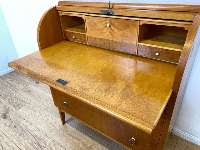 Formschöner skandinavischer Mid-Century Sekretär mit ausziehbarer Schreibfläche und Schubladen I Vollholz I Schreibschrank Schreibkommode Schreibtisch Kommode 60er Vintage I