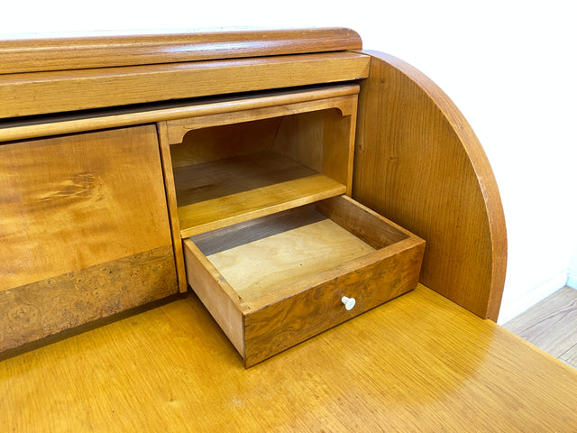 Formschöner skandinavischer Mid-Century Sekretär mit ausziehbarer Schreibfläche und Schubladen I Vollholz I Schreibschrank Schreibkommode Schreibtisch Kommode 60er Vintage I