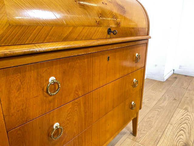 Formschöner skandinavischer Mid-Century Sekretär mit ausziehbarer Schreibfläche und Schubladen I Vollholz I Schreibschrank Schreibkommode Schreibtisch Kommode 60er Vintage I