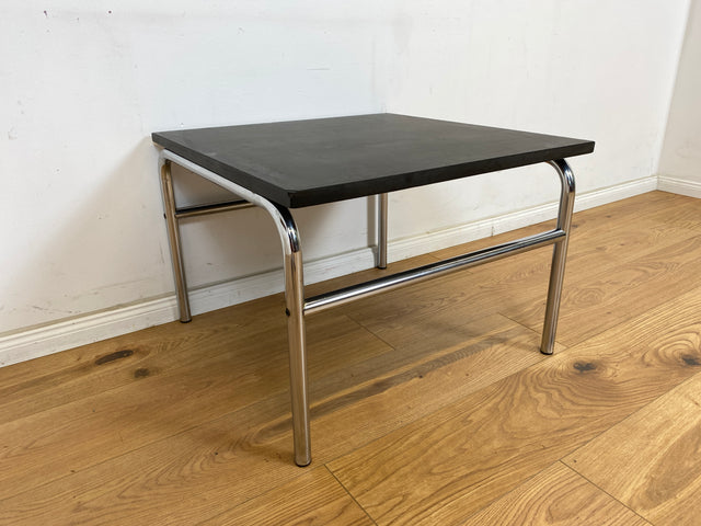 WMK Hochwertiger & gut erhaltener Space Age Couchtisch mit Tischplatte aus Schiefer auf Chromgestell # Wohnzimmertisch Coffee Table Couchtisch Beistelltisch 70er Vintage Industrial Design Retro Chrom