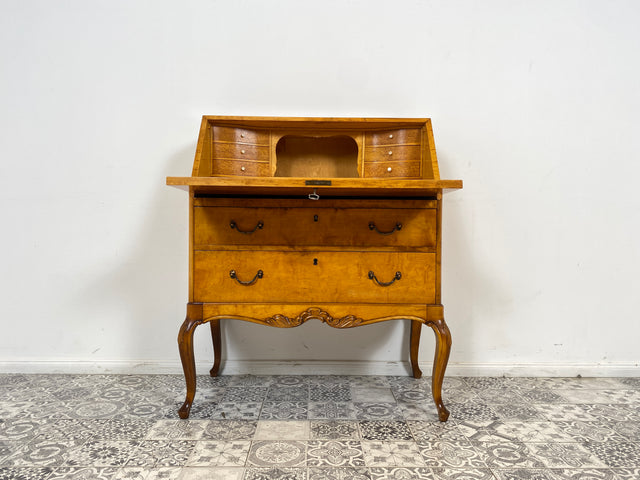 WMK Besonders schöner & gut erhaltener Mid-Century Sekretär aus vollem Holz mit hübschen Messinggriffen # Schreibschrank Schreibtisch Kommode Schubladenkommode Wäschekommode Vintage Chippendale Lady