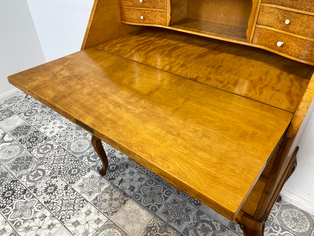 WMK Besonders schöner & gut erhaltener Mid-Century Sekretär aus vollem Holz mit hübschen Messinggriffen # Schreibschrank Schreibtisch Kommode Schubladenkommode Wäschekommode Vintage Chippendale Lady