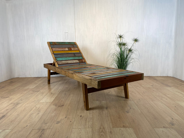 Boatwood by WMK # Sehr schöne & hochwertige Liege aus altem Bootsholz, ein handgefertigtes Unikat aus massivem Teakholz #  Sonnenliege Holzliege Daybed Bank Gartenmöbel Upcycling Teak Loft Industrial