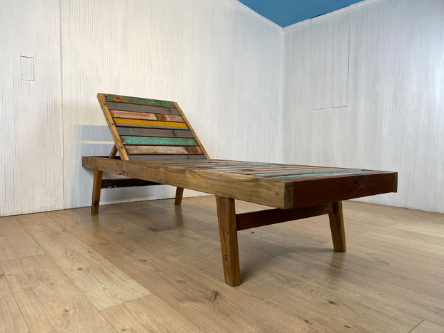 Boatwood by WMK # Sehr schöne & hochwertige Liege aus altem Bootsholz, ein handgefertigtes Unikat aus massivem Teakholz #  Sonnenliege Holzliege Daybed Bank Gartenmöbel Upcycling Teak Loft Industrial