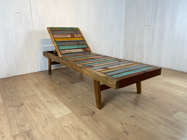 Boatwood by WMK # Sehr schöne & hochwertige Liege aus altem Bootsholz, ein handgefertigtes Unikat aus massivem Teakholz #  Sonnenliege Holzliege Daybed Bank Gartenmöbel Upcycling Teak Loft Industrial