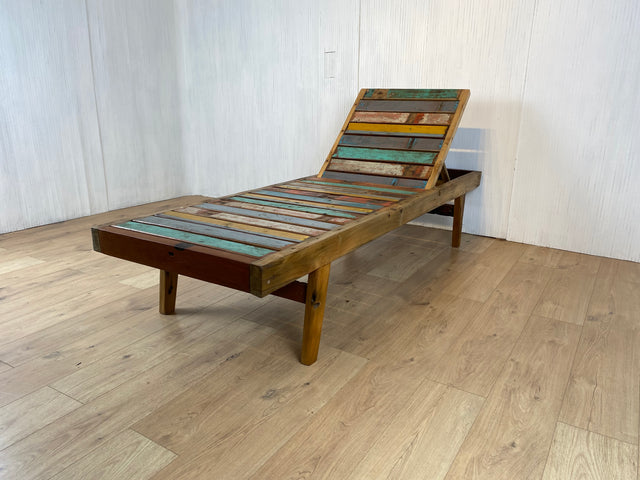 Boatwood by WMK # Sehr schöne & hochwertige Liege aus altem Bootsholz, ein handgefertigtes Unikat aus massivem Teakholz #  Sonnenliege Holzliege Daybed Bank Gartenmöbel Upcycling Teak Loft Industrial