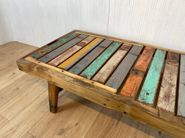 Boatwood by WMK # Sehr schöne & hochwertige Liege aus altem Bootsholz, ein handgefertigtes Unikat aus massivem Teakholz #  Sonnenliege Holzliege Daybed Bank Gartenmöbel Upcycling Teak Loft Industrial