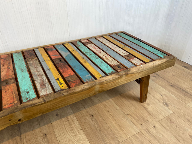 Boatwood by WMK # Sehr schöne & hochwertige Liege aus altem Bootsholz, ein handgefertigtes Unikat aus massivem Teakholz #  Sonnenliege Holzliege Daybed Bank Gartenmöbel Upcycling Teak Loft Industrial