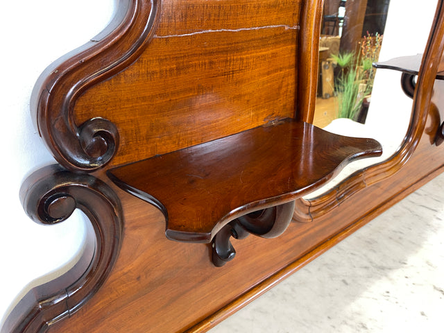 WMK Beautiful antique mirror sideboard made of solid wood with marble top (damaged), around 1850 # Half cabinet sideboard marble chest of drawers cabinet mirror cabinet chest of drawers buffet buffet Biedermeier Vintage