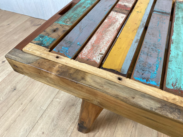 Boatwood by WMK # Sehr schöne & hochwertige Liege aus altem Bootsholz, ein handgefertigtes Unikat aus massivem Teakholz #  Sonnenliege Holzliege Daybed Bank Gartenmöbel Upcycling Teak Loft Industrial