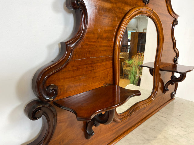 WMK Beautiful antique mirror sideboard made of solid wood with marble top (damaged), around 1850 # Half cabinet sideboard marble chest of drawers cabinet mirror cabinet chest of drawers buffet buffet Biedermeier Vintage