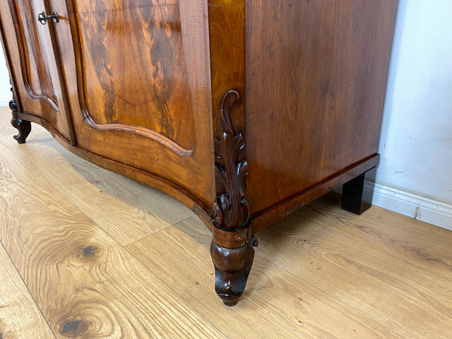 WMK Wunderschöne antike Spiegelanrichte aus vollem Holz mit Marmor Auflage (beschädigt), um 1850 # Halbschrank Anrichte Marmorkommode Schrank Spiegelschrank Kommode Büfett Buffet Biedermeier Vintage