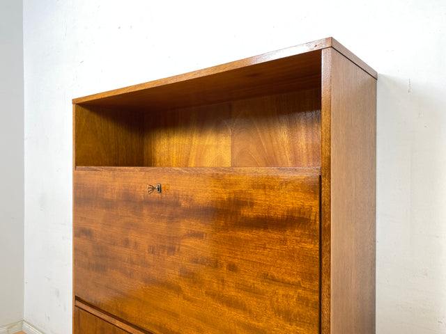 WMK Stilvoller und sehr gut erhaltener Mid-Century Schrank aus 1960, Vollholz Korpus auf neuen Metallfüßen # Highboard Schreibschrank Sekretär Barschrank Wäscheschrank Sideboard DDR Vintage Hairpin