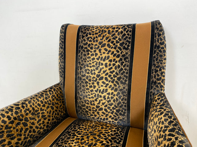 WMK Roawrr! 1/2 Besonders schöner und sehr bequemer antiker Sessel mit neuwertigem und hochwertigem Bezug in Leoparden Muster # Salonsessel Armlehnenstuhl Armchair Stuhl Lesesessel Vintage Jugendstil