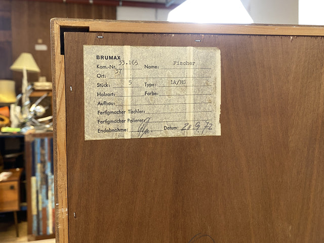 WMK Hochwertiger und sehr gut erhaltener Retro Highboard , Vollholz in Teak , aus 1973 von Brumax mit Schubladen & Vitrine # Schrank Bücherschrank Wohnzimmerschrank Kommode Vintage Teakholz 60er 70er