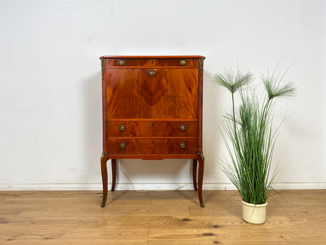 WMK Wunderschöner & sehr gut erhaltener skandinavischer Stilmöbel Barschrank mit verspiegeltem Barfach, Beleuchtung & edlen Messingbeschlägen # Schrank Barkommode Bar Kommode Hausbar Highboard Vintage