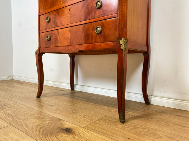 WMK Wunderschöner & sehr gut erhaltener skandinavischer Stilmöbel Barschrank mit verspiegeltem Barfach, Beleuchtung & edlen Messingbeschlägen # Schrank Barkommode Bar Kommode Hausbar Highboard Vintage