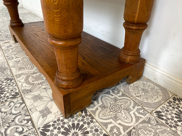 WMK Edler und sehr gut erhaltener antiker Stollenschrank aus Dänemark in massiver Eiche mit Schublade & Messingbeschlägen # Schrank Vertiko Highboard Geschirrschrank Wäscheschrank Jugendstil Vintage