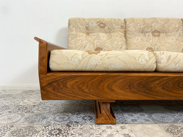 WMK Besonders schönes und sehr gut erhaltenes skandinavisches Sofa mit stilvollem Rahmen in edlem Palisander mit dezentem Originalbezug # Couch 3-Sitzer Daybed Danish Design Mid-Century Vintage 60er