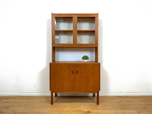 WMK Stilvolle und gut erhaltene skandinavische Vitrine in Teakholz mit schönen Holzgriffen # Highboard Schrank Bücherschrank Büchervitrine Kommode Sideboard Danish Design Vintage Mid-Century Teak 60er