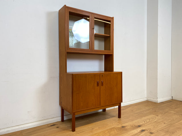 WMK Stilvolle und gut erhaltene skandinavische Vitrine in Teakholz mit schönen Holzgriffen # Highboard Schrank Bücherschrank Büchervitrine Kommode Sideboard Danish Design Vintage Mid-Century Teak 60er