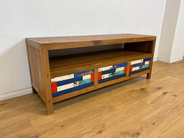 Boatwood by WMK # Friendly &amp; sustainable sideboard made of old boat wood, a handmade unique piece made of solid teak # Cabinet Chest of Drawers TV Lowboard Board TV Chest of Drawers TV Bench Boat Furniture Teak