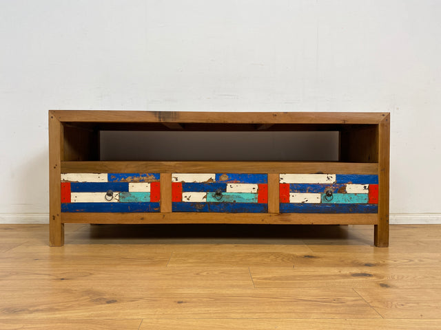 Boatwood by WMK # Friendly &amp; sustainable sideboard made of old boat wood, a handmade unique piece made of solid teak # Cabinet Chest of Drawers TV Lowboard Board TV Chest of Drawers TV Bench Boat Furniture Teak