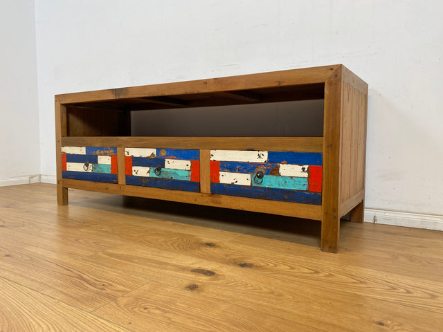 Boatwood by WMK # Friendly &amp; sustainable sideboard made of old boat wood, a handmade unique piece made of solid teak # Cabinet Chest of Drawers TV Lowboard Board TV Chest of Drawers TV Bench Boat Furniture Teak