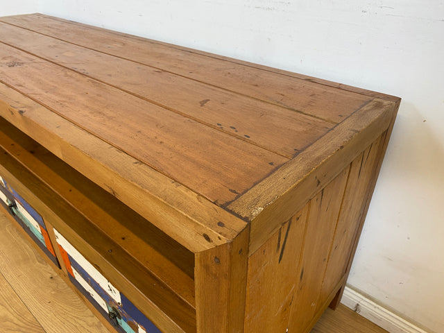 Boatwood by WMK # Friendly &amp; sustainable sideboard made of old boat wood, a handmade unique piece made of solid teak # Cabinet Chest of Drawers TV Lowboard Board TV Chest of Drawers TV Bench Boat Furniture Teak