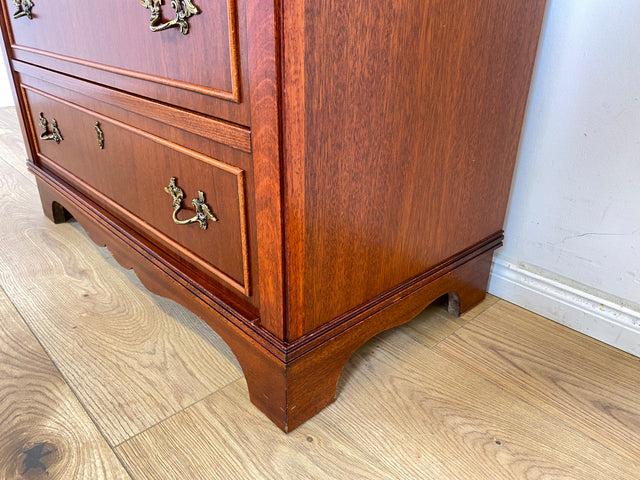 WMK Vornehmer und sehr gut erhaltener Vintage Sekretär in antikem Stil aus Vollholz in edlem Mahagoni mit feinen Messinggriffen # Schreibschrank Schreibtisch Highboard Schrank Desk Biedermeier Vintage