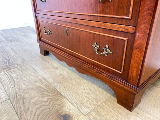 WMK Vornehmer und sehr gut erhaltener Vintage Sekretär in antikem Stil aus Vollholz in edlem Mahagoni mit feinen Messinggriffen # Schreibschrank Schreibtisch Highboard Schrank Desk Biedermeier Vintage