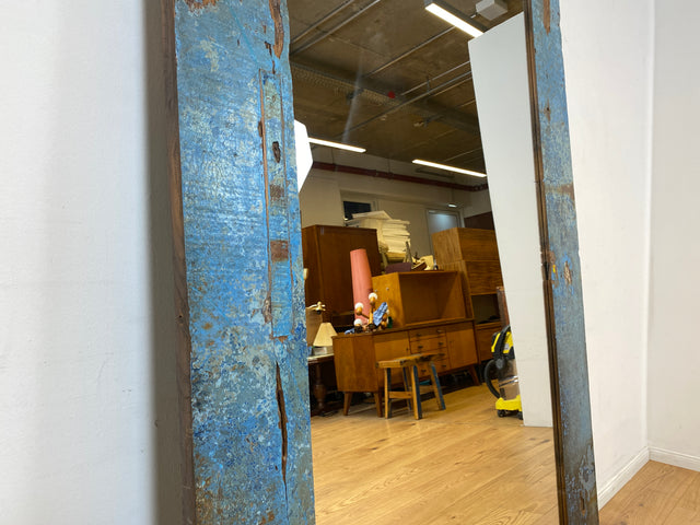 Boatwood by WMK I Meeresblauer 100x200cm großer Spiegel I handgefertigtes Unikat aus altem Bootsholz in Originalfarbe I Wandspiegel Standspiegel Ganzkörperspiegel Flurspiegel Garderobe Berlin Hof Ulm