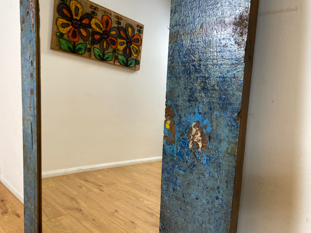 Boatwood by WMK I Meeresblauer 100x200cm großer Spiegel I handgefertigtes Unikat aus altem Bootsholz in Originalfarbe I Wandspiegel Standspiegel Ganzkörperspiegel Flurspiegel Garderobe Berlin Hof Ulm
