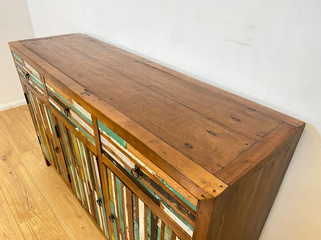Boatwood by WMK I Einzigartiges Sideboard mit Schubladen I Handgefertigtes Unikat aus altem Bootsholz I Teakholz massiv I Kommode Schrank Anrichte Wäschekommode Schubladenkommode Berlin Bayern Kiel