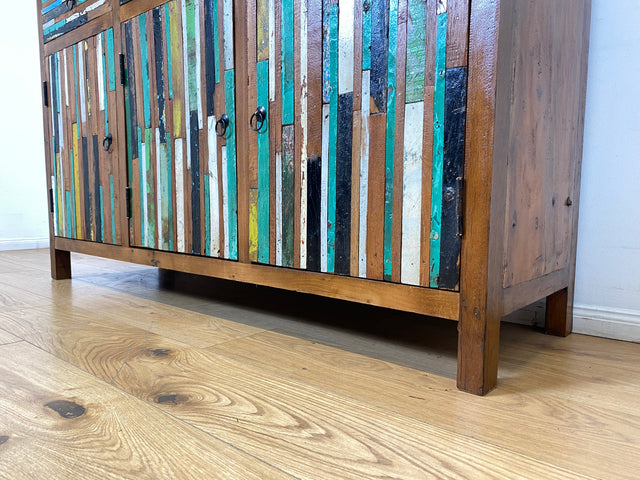 Boatwood by WMK I Einzigartiges Sideboard mit Schubladen I Handgefertigtes Unikat aus altem Bootsholz I Teakholz massiv I Kommode Schrank Anrichte Wäschekommode Schubladenkommode Berlin Bayern Kiel