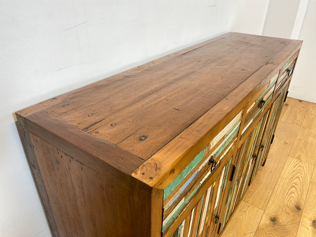 Boatwood by WMK I Einzigartiges Sideboard mit Schubladen I Handgefertigtes Unikat aus altem Bootsholz I Teakholz massiv I Kommode Schrank Anrichte Wäschekommode Schubladenkommode Berlin Bayern Kiel
