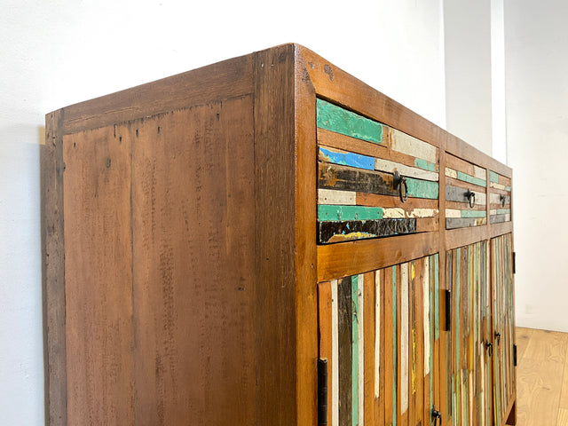 Boatwood by WMK I Einzigartiges Sideboard mit Schubladen I Handgefertigtes Unikat aus altem Bootsholz I Teakholz massiv I Kommode Schrank Anrichte Wäschekommode Schubladenkommode Berlin Bayern Kiel