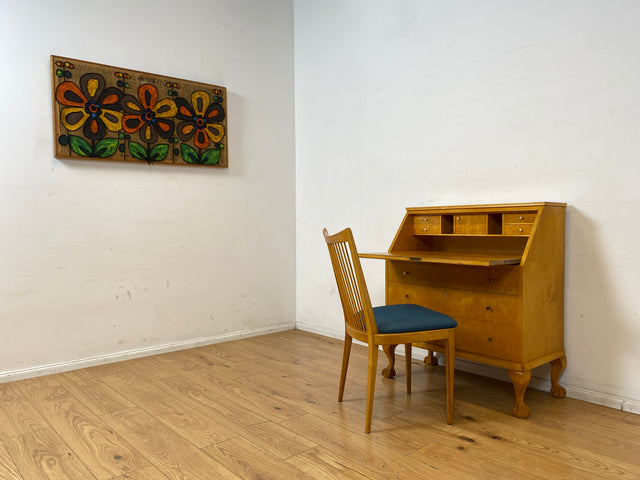 Stilvoller skandinavischer 60er Jahre Sekretär mit Schubladen und stabiler Schreibklappe I Vollholz I Schreibkommode Schreibschrank Schreibtisch Kommode Mid-Century Vintage I