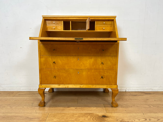 Stilvoller skandinavischer 60er Jahre Sekretär mit Schubladen und stabiler Schreibklappe I Vollholz I Schreibkommode Schreibschrank Schreibtisch Kommode Mid-Century Vintage I