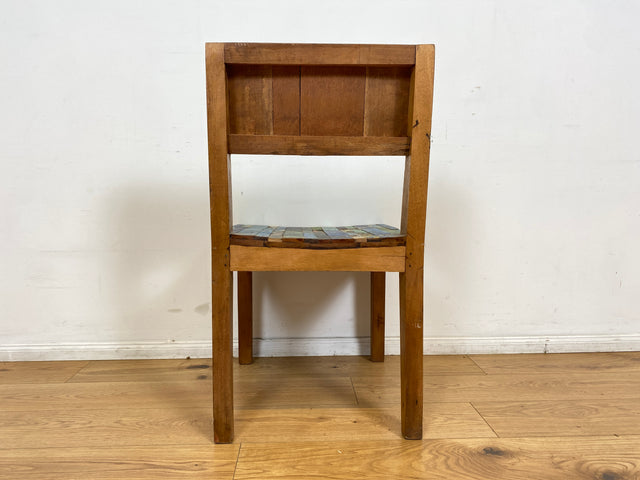 Boatwood by WMK # 1/4Einzigartiger und sehr robuster Stuhl aus altem Bootsholz mit original Bootsfarben, ein handgefertigtes Unikat aus massivem Teakholz # Esszimmerstuhl Küchenstuhl Holzstuhl Chair