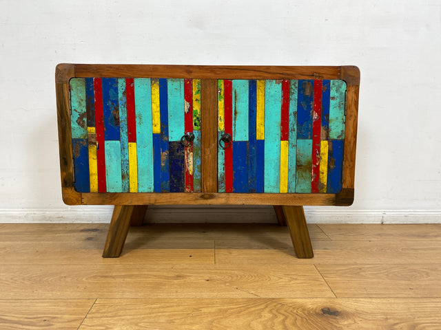 Boatwood by WMK I Detailreiche Kommode aus altem Bootsholz I handgefertigtes Unikat aus massivem Teakholz I Sideboard TV Lowboard TV-Bank Flurkommode Schuhschrank Bootsmöbel Berlin Rostock Stettin