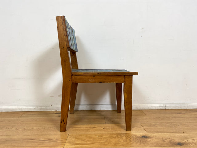 Boatwood by WMK # 1/4Einzigartiger und sehr robuster Stuhl aus altem Bootsholz mit original Bootsfarben, ein handgefertigtes Unikat aus massivem Teakholz # Esszimmerstuhl Küchenstuhl Holzstuhl Chair