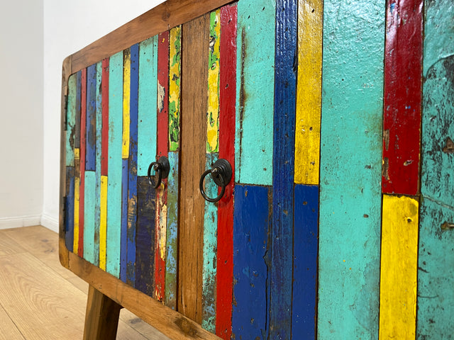 Boatwood by WMK I Detailreiche Kommode aus altem Bootsholz I handgefertigtes Unikat aus massivem Teakholz I Sideboard TV Lowboard TV-Bank Flurkommode Schuhschrank Bootsmöbel Berlin Rostock Stettin