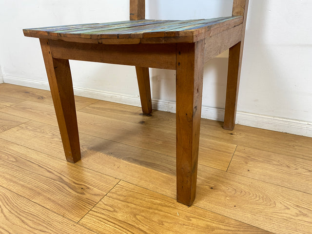 Boatwood by WMK # 1/4Einzigartiger und sehr robuster Stuhl aus altem Bootsholz mit original Bootsfarben, ein handgefertigtes Unikat aus massivem Teakholz # Esszimmerstuhl Küchenstuhl Holzstuhl Chair