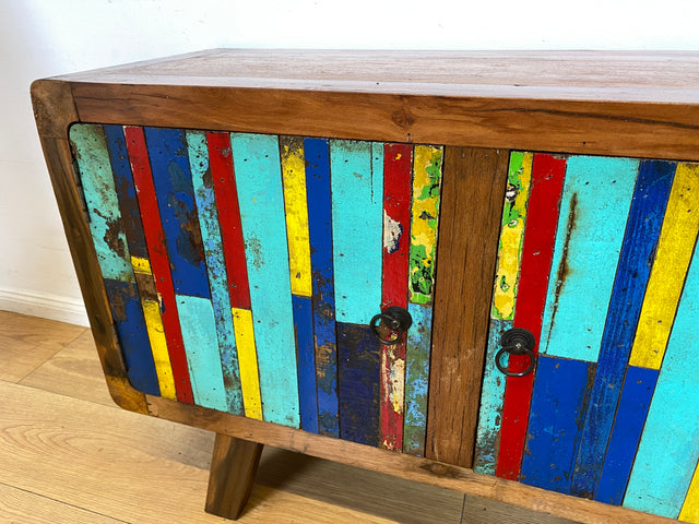 Boatwood by WMK I Detailreiche Kommode aus altem Bootsholz I handgefertigtes Unikat aus massivem Teakholz I Sideboard TV Lowboard TV-Bank Flurkommode Schuhschrank Bootsmöbel Berlin Rostock Stettin