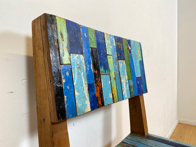 Boatwood by WMK # 1/4Einzigartiger und sehr robuster Stuhl aus altem Bootsholz mit original Bootsfarben, ein handgefertigtes Unikat aus massivem Teakholz # Esszimmerstuhl Küchenstuhl Holzstuhl Chair