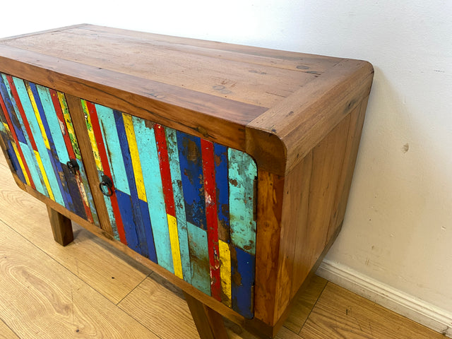 Boatwood by WMK I Detailreiche Kommode aus altem Bootsholz I handgefertigtes Unikat aus massivem Teakholz I Sideboard TV Lowboard TV-Bank Flurkommode Schuhschrank Bootsmöbel Berlin Rostock Stettin